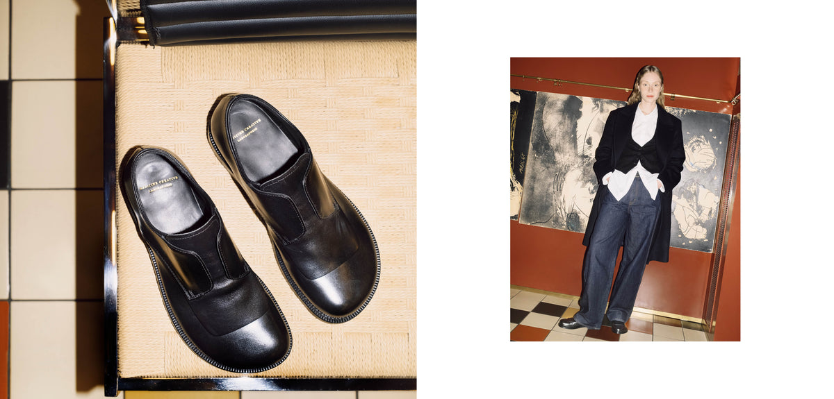 Officine Creative - women's black laceless derby shoes