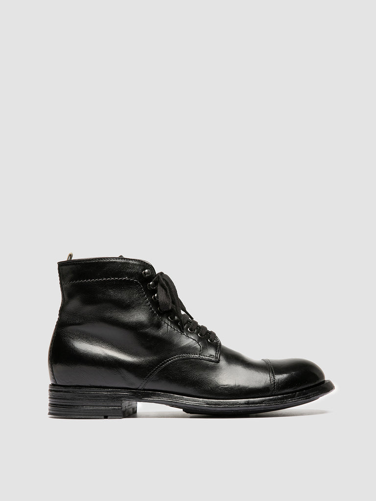 ADMIRAL 010 - Black Leather Lace-up Boots