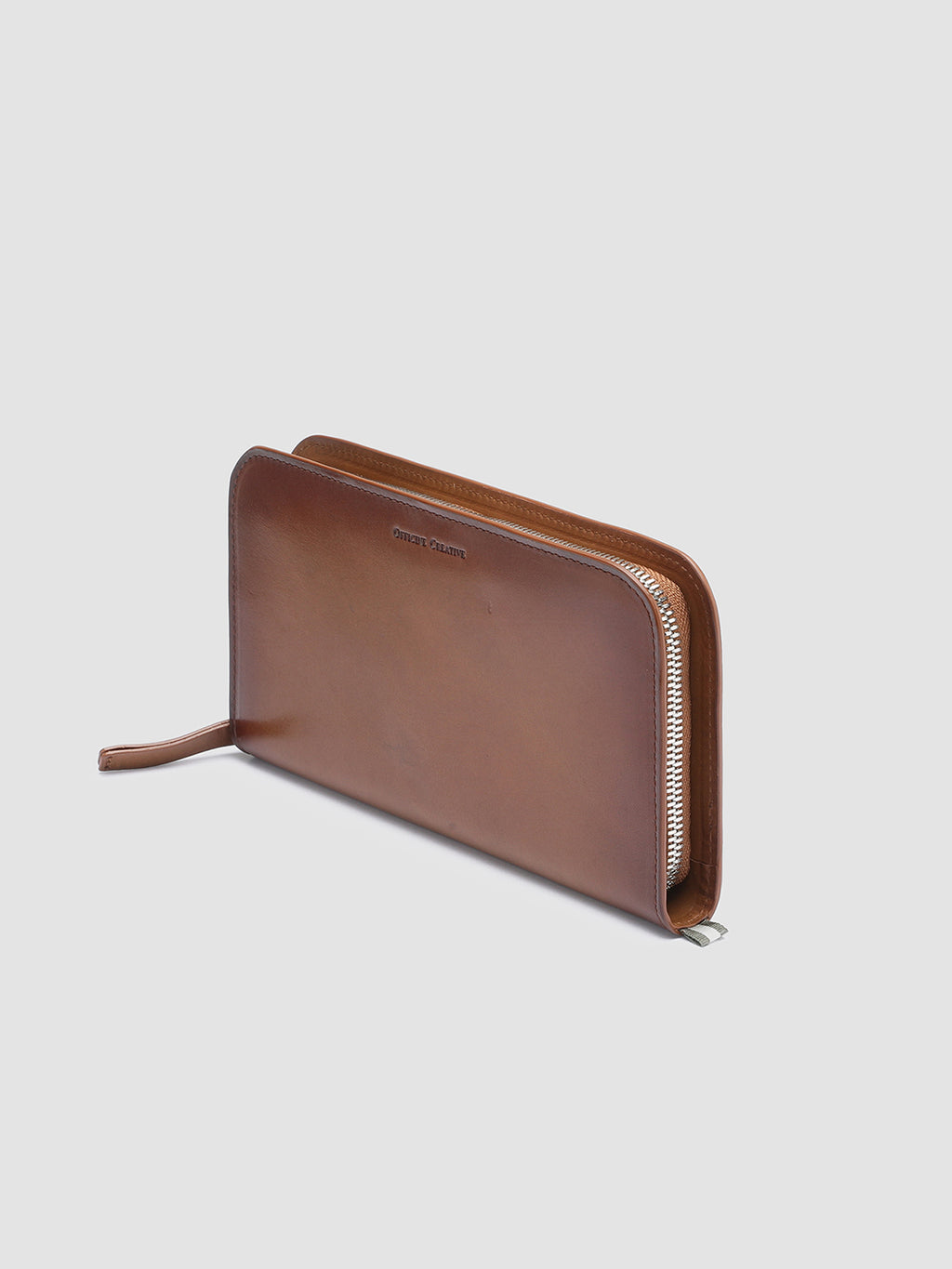BERGE’ 01 - Braune Lederbrieftasche mit umlaufendem Reißverschluss