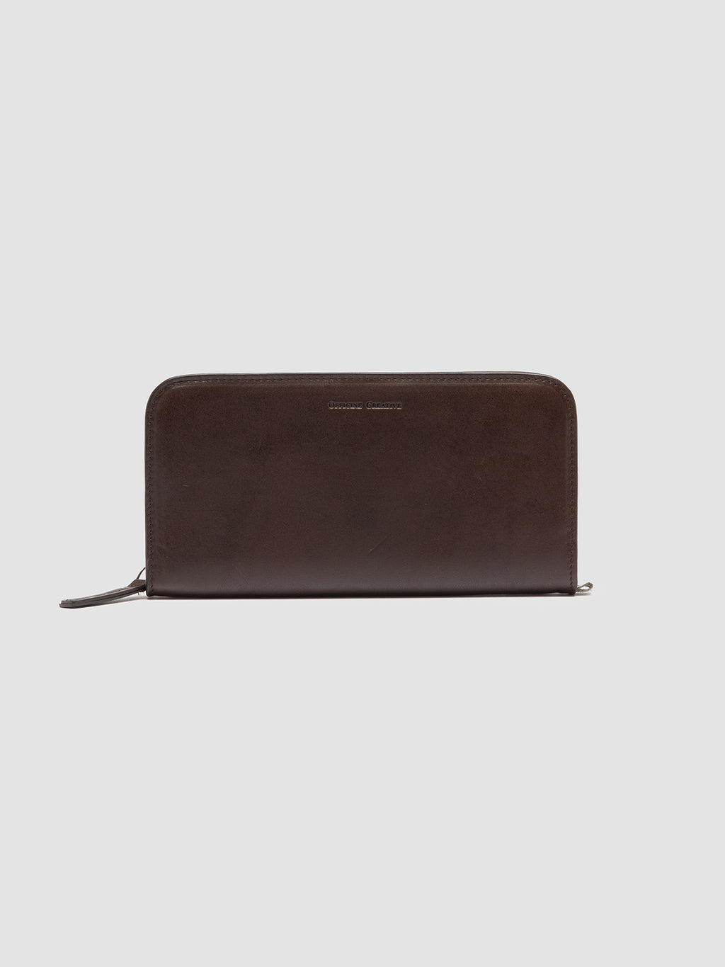 BERGE’ 01 - Graue Lederbrieftasche mit umlaufendem Reißverschluss