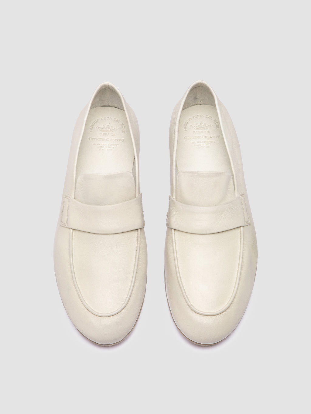 BLAIR DD 001 - weiße Penny-Slipper aus Leder