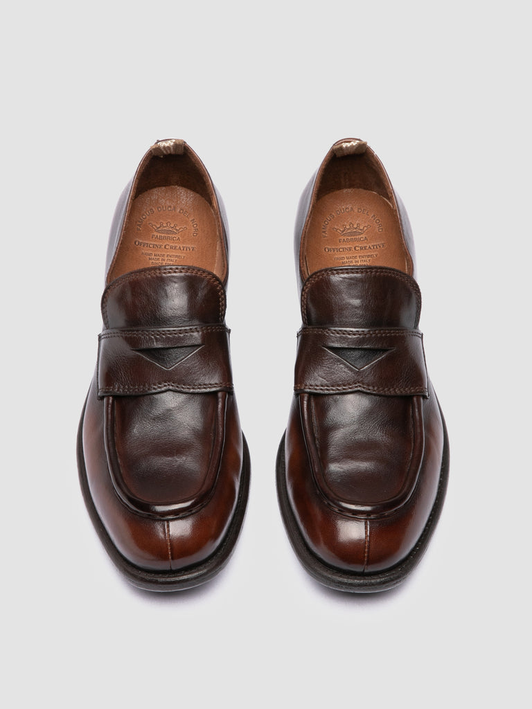 CALIXTE 020 - Brown Leather Penny Loafers Officine Creative - 2
