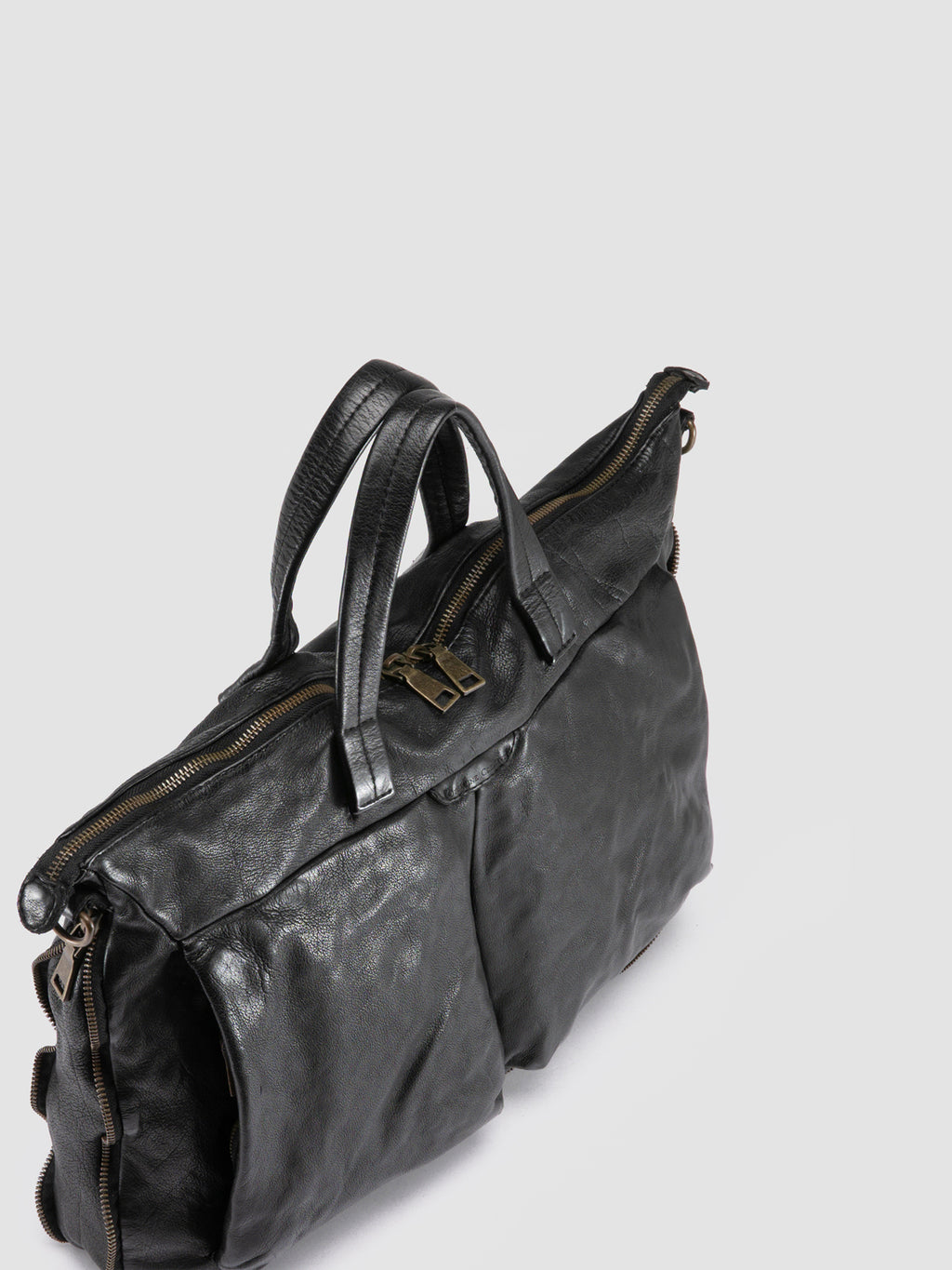 HELMET 046 - Black Leather Briefcase Officine Creative - 2