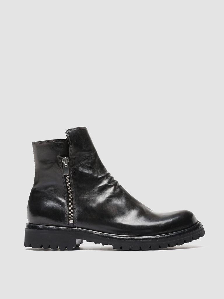IKONIC 004 - Grey Leather Zip Boots