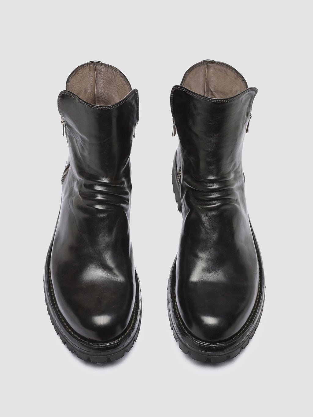 IKONIC 004 - Graue Lederstiefel mit Reißverschluss