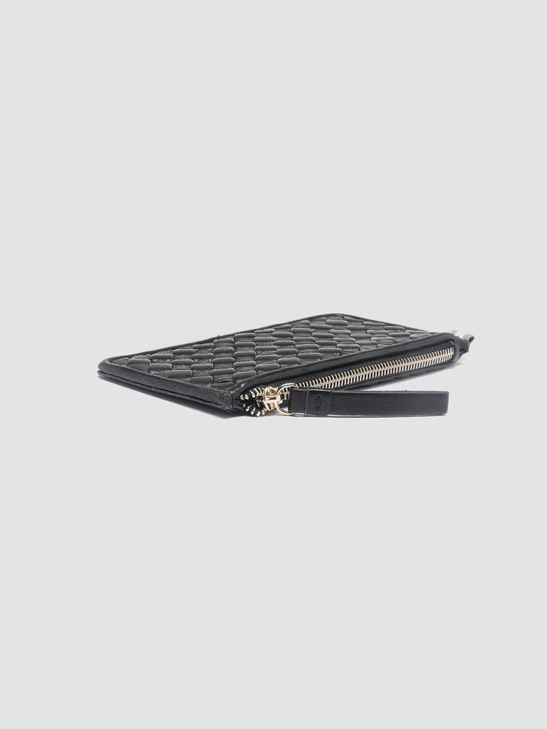 JULIET 103 - Black Woven Leather Card Holder