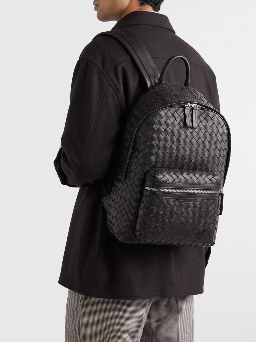 ARMOR 04 - Black Woven Leather Backpack