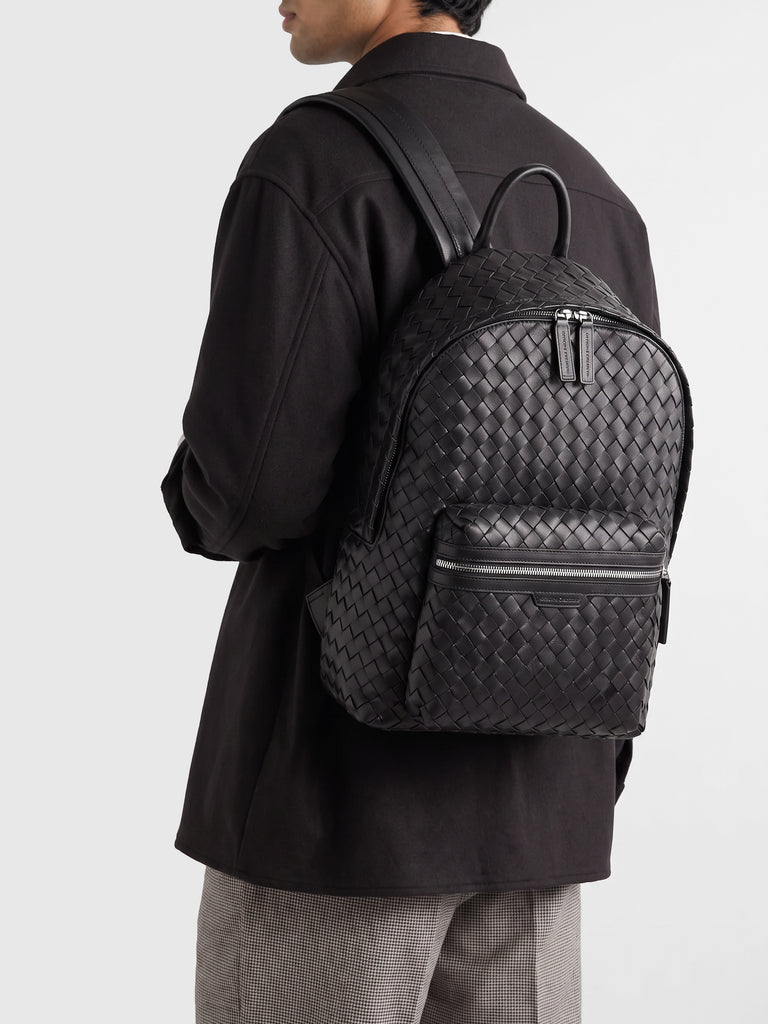 ARMOR 04 - Black Woven Leather Backpack
