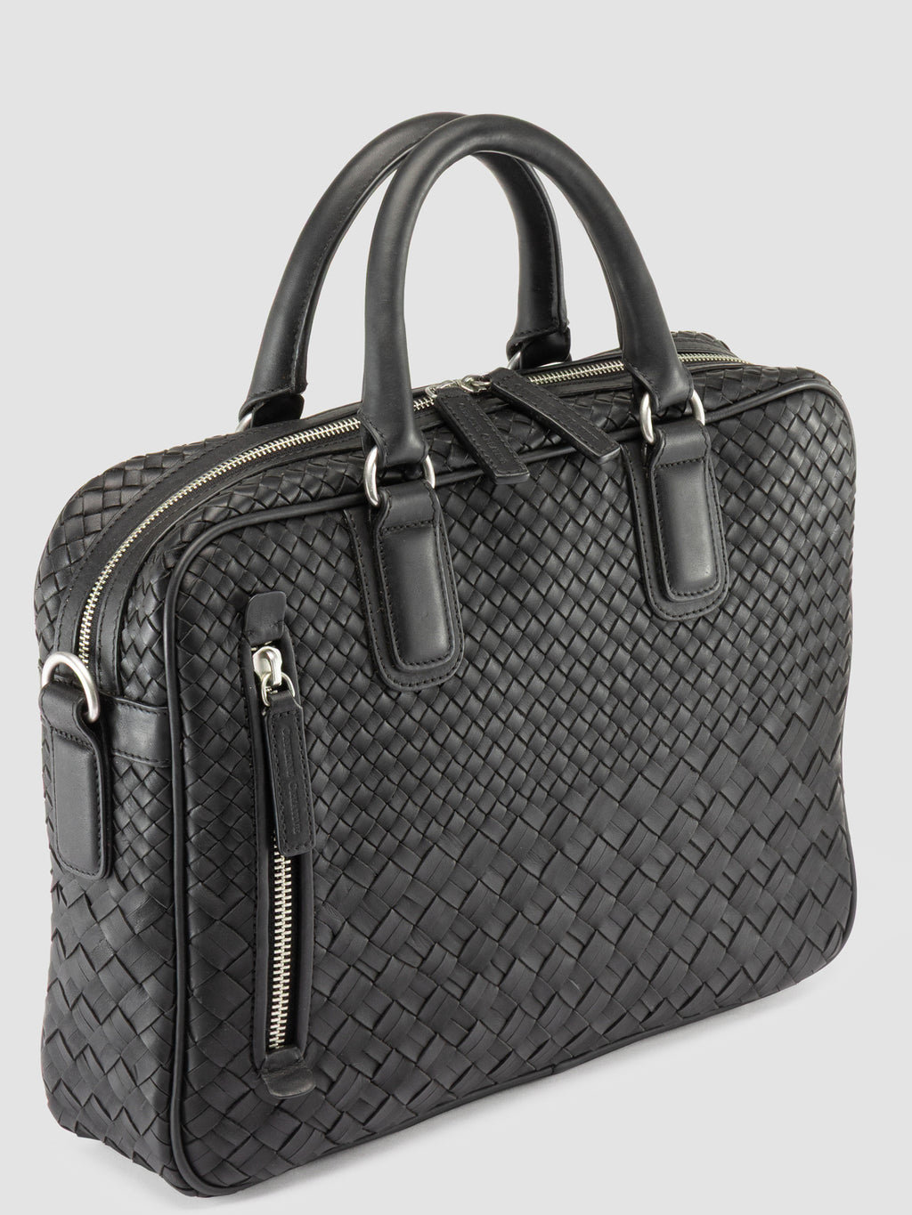ARMOR 011 - Black Woven Leather Bag