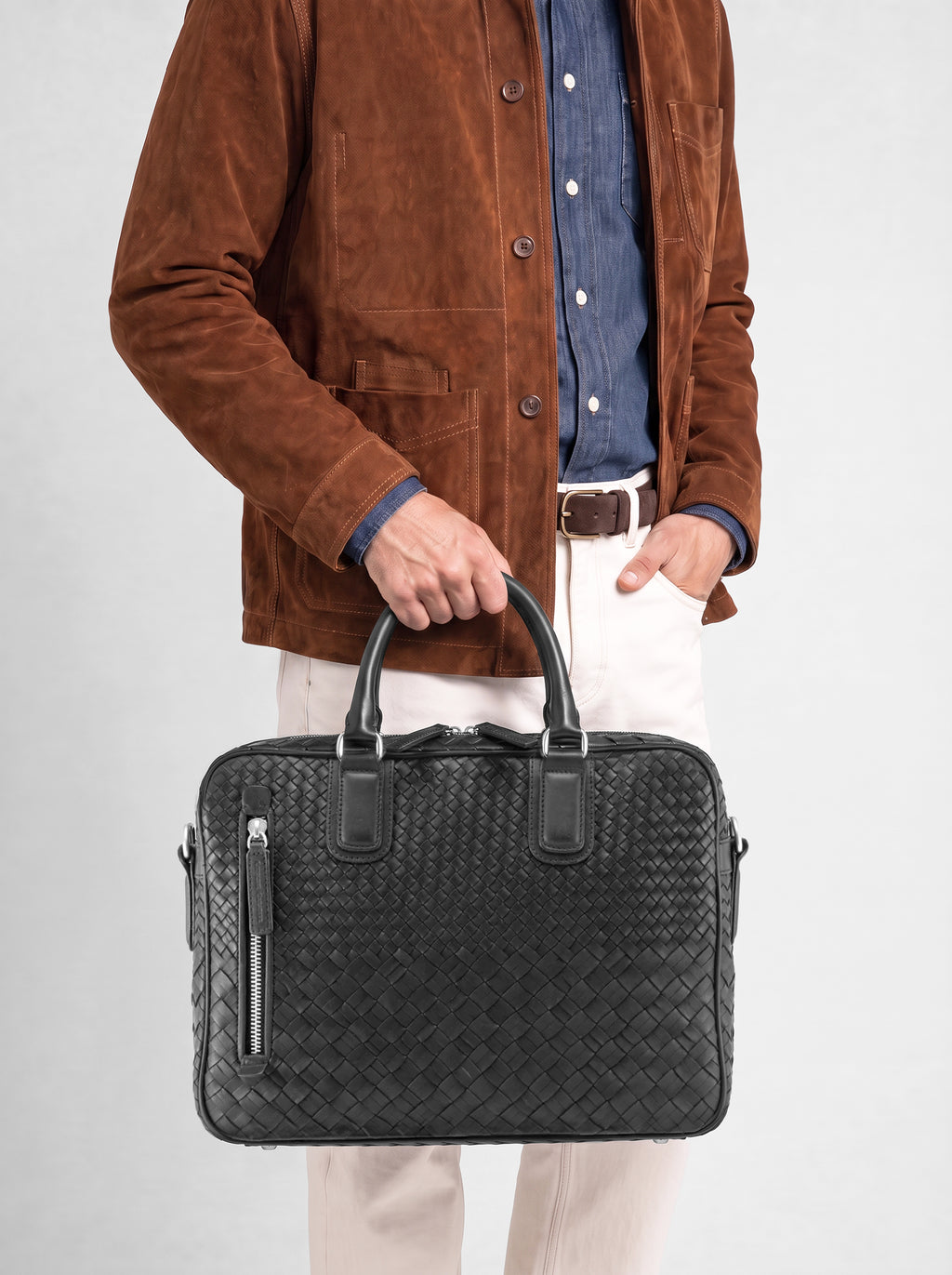 ARMOR 011 - Black Woven Leather Bag