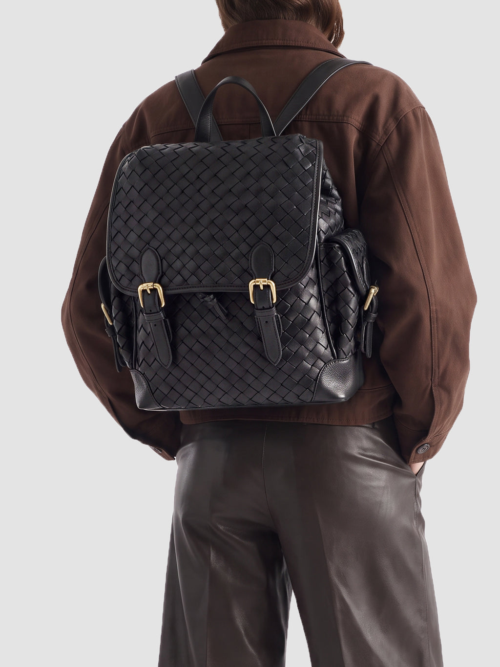 AURA 004 - Black Leather Backpack