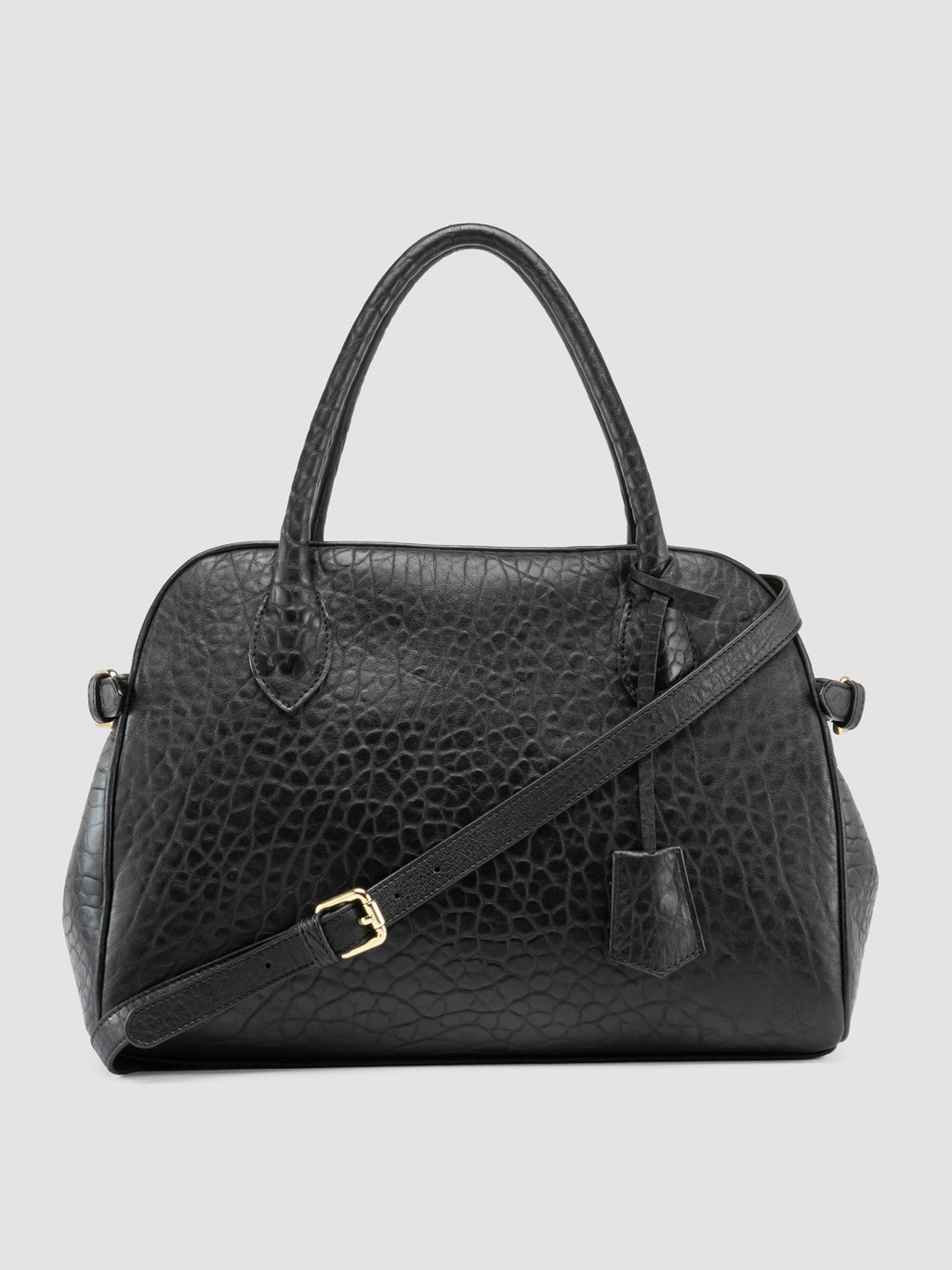 BOWLER 006 - Black Leather Shoulder Bag - image OCBBOW006FROG11000TU0 - 1