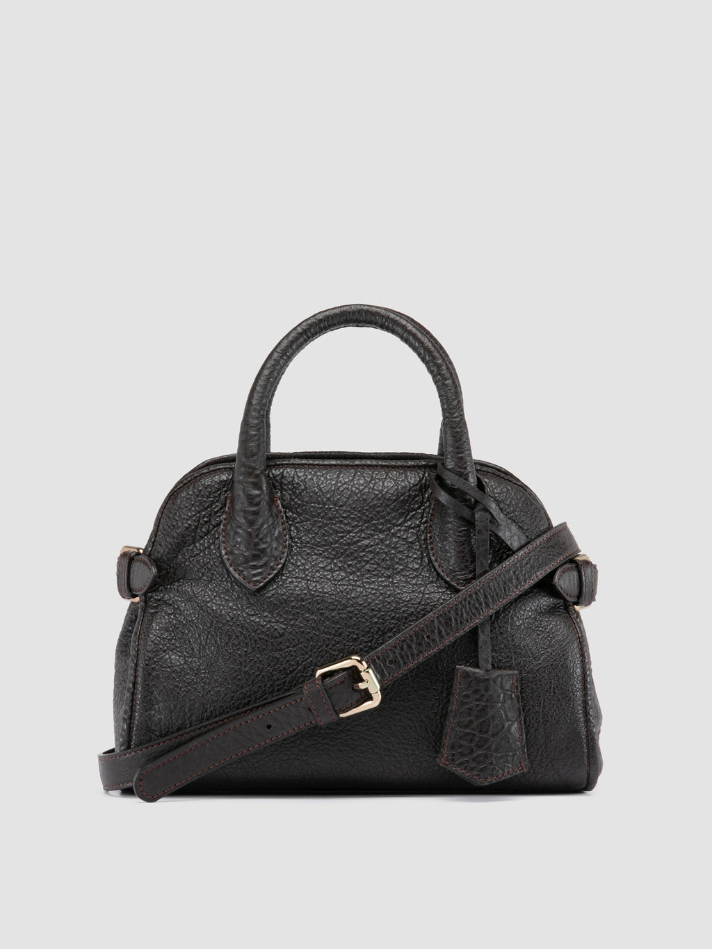 BOWLER 007 - Brown Leather Shoulder Bag - image OCBBOW007FROG12040TU0 - 1