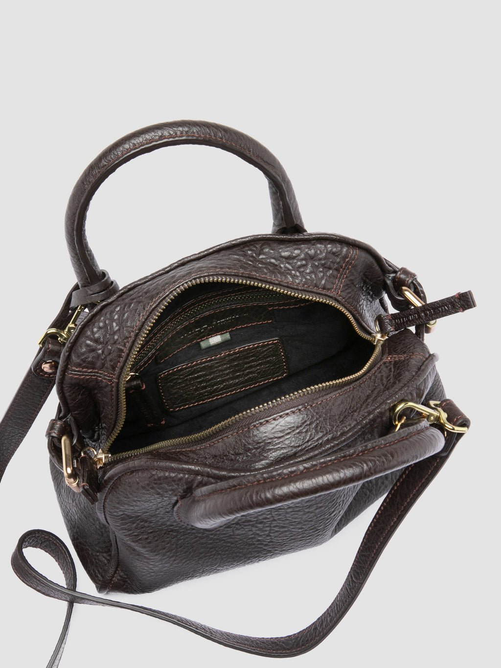 BOWLER 007 - Brown Leather Shoulder Bag - image OCBBOW007FROG12040TU0 - 7