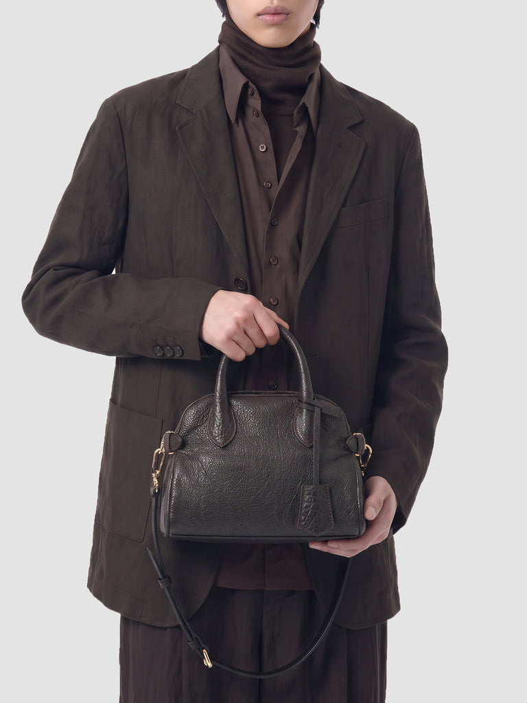 BOWLER 007 - Brown Leather Shoulder Bag-hover