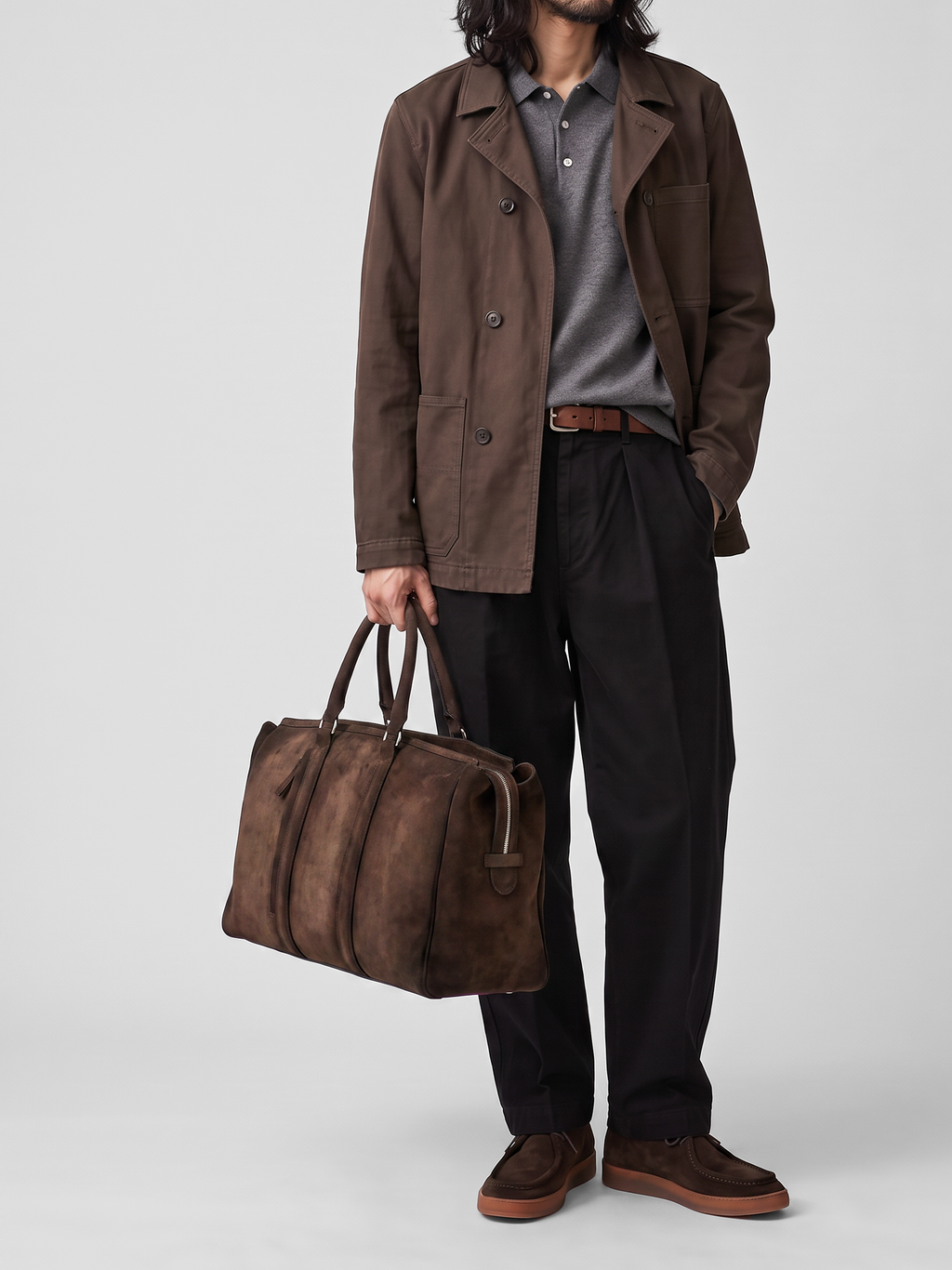 QUENTIN 009 - Brown Suede Bag