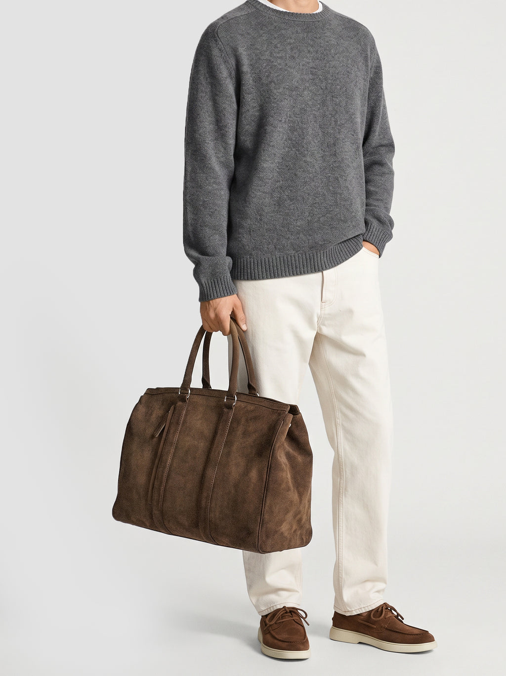 QUENTIN 009 - Taupe Suede Bag