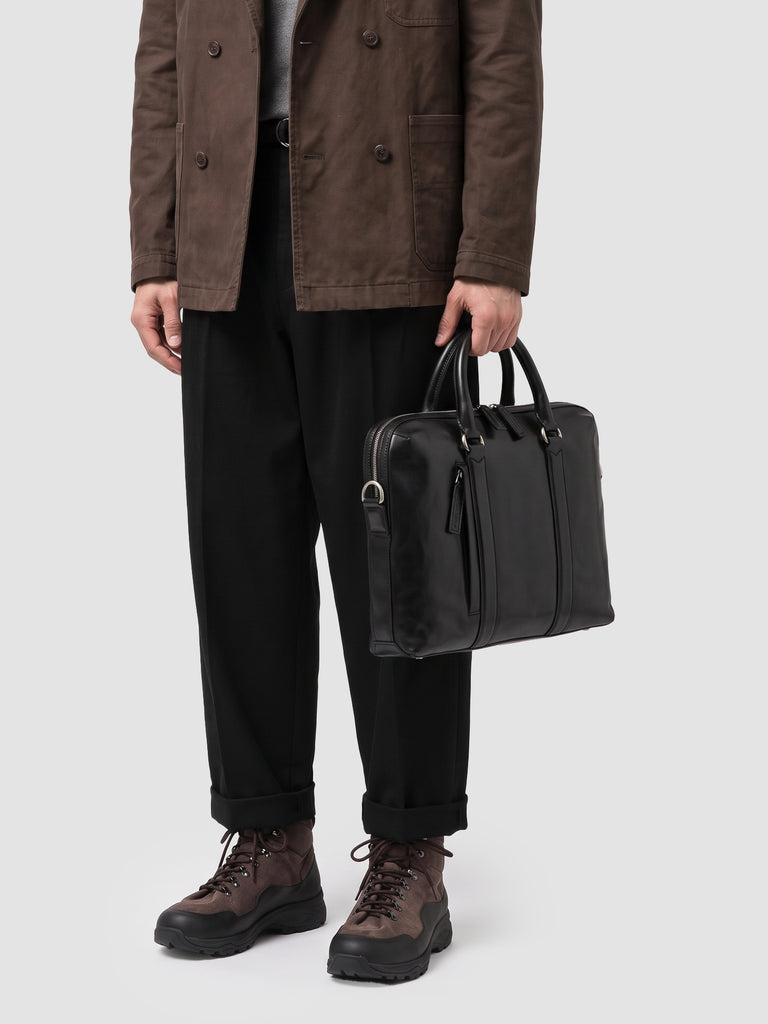 QUENTIN 019 - Black Leather Briefcase