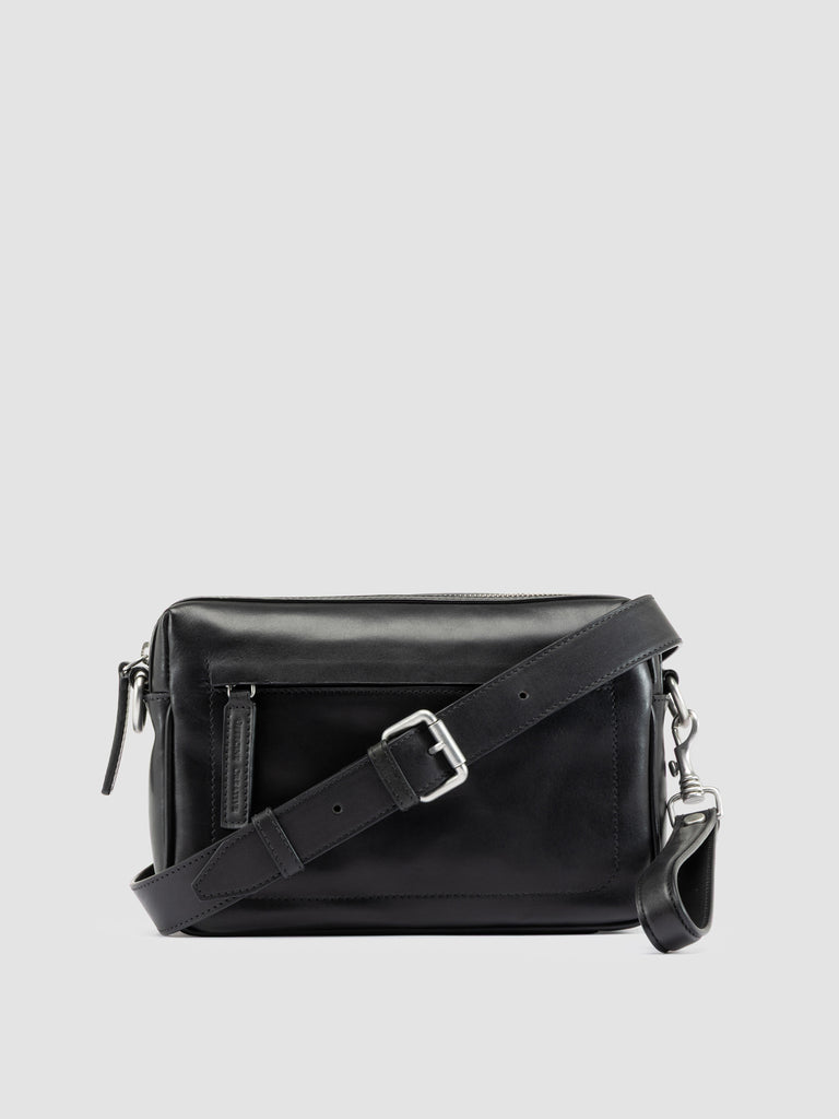 QUENTIN 025 - Black Leather Pouch Bag