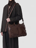 HELMET 046 - Brown Leather Briefcase
