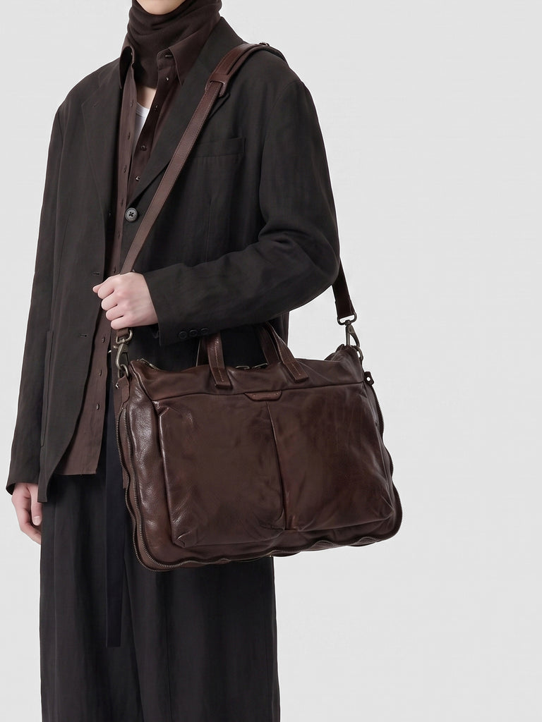 HELMET 046 - Brown Leather Briefcase