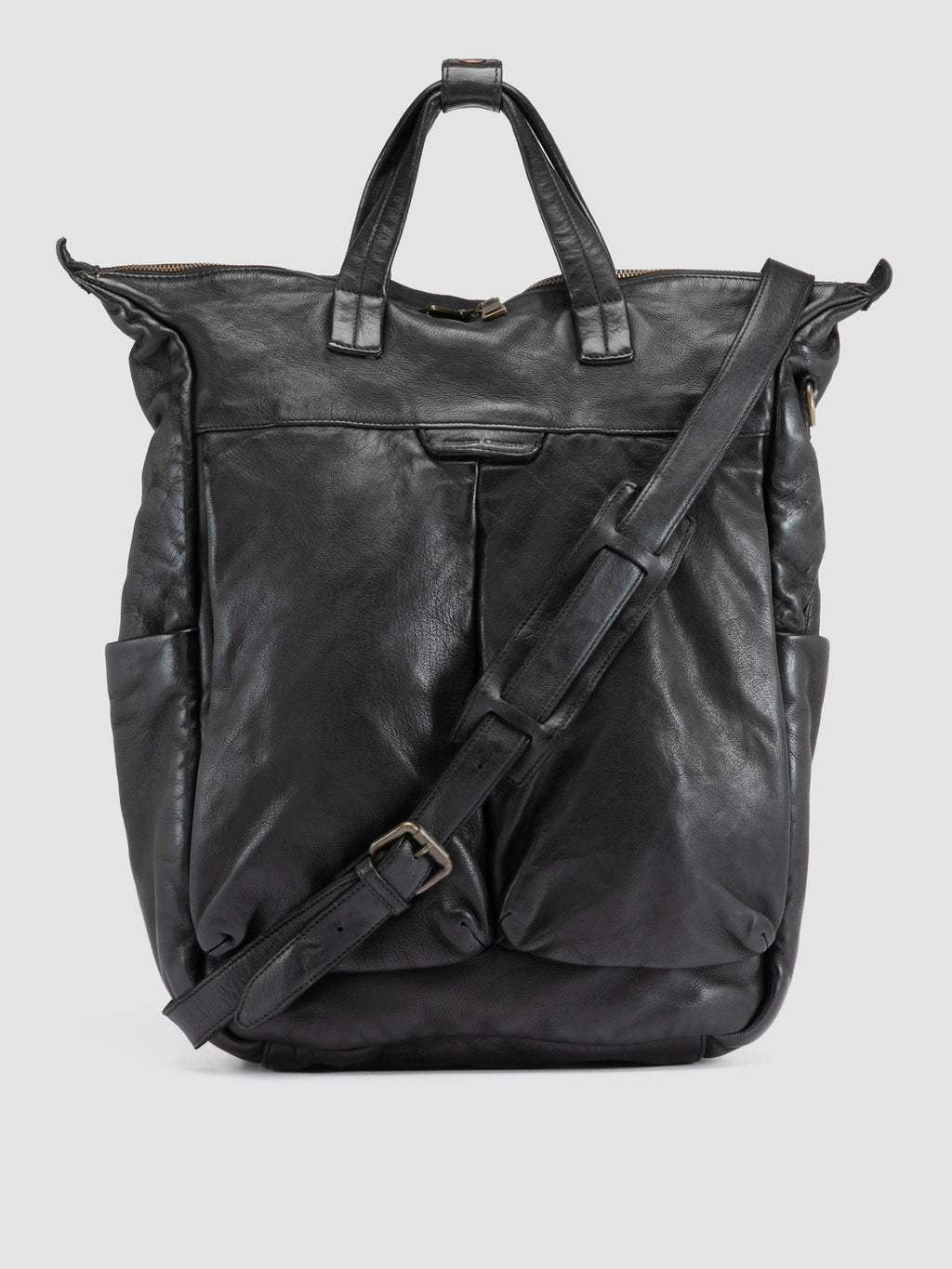 HELMET 055 - Schwarzer Lederrucksack