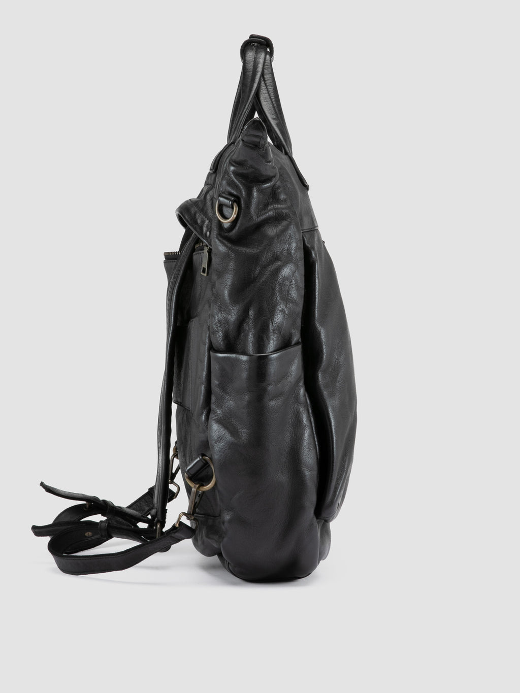 HELMET 055 - Schwarzer Lederrucksack