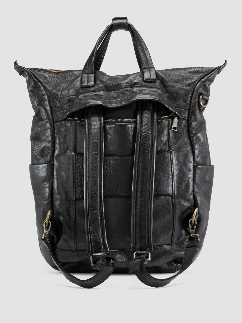 HELMET 055 - Schwarzer Lederrucksack