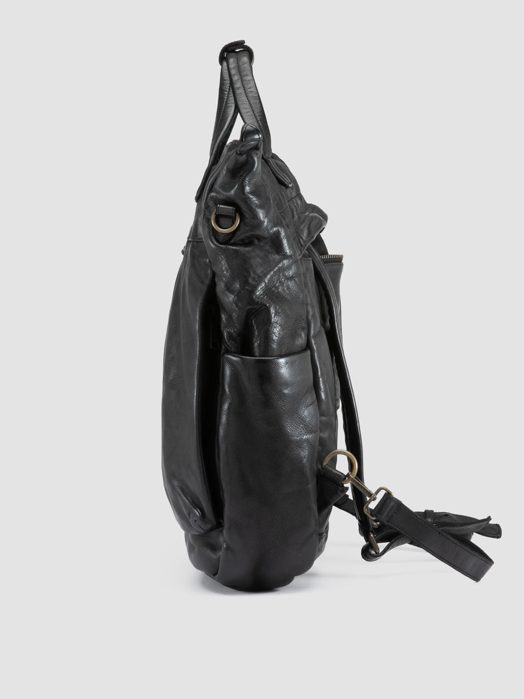 HELMET 055 - Schwarzer Lederrucksack