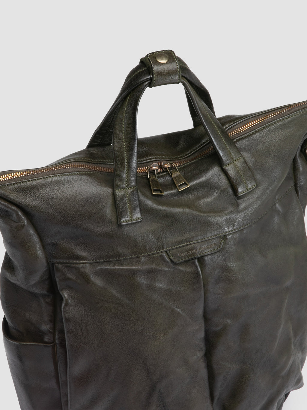 HELMET 055 - Green Leather Backpack