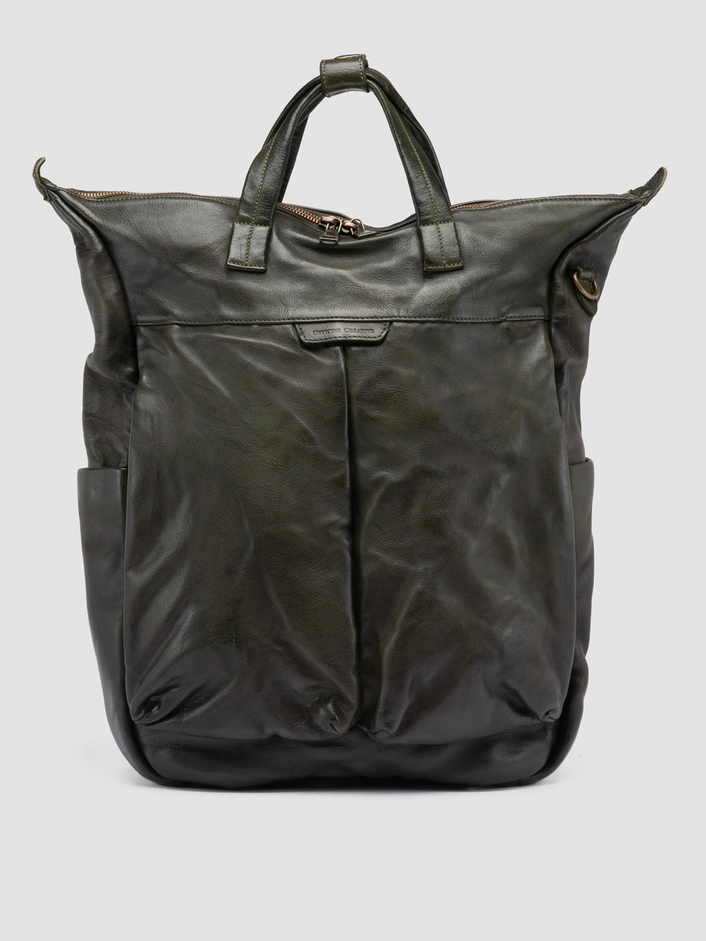 HELMET 055 - Green Leather Backpack