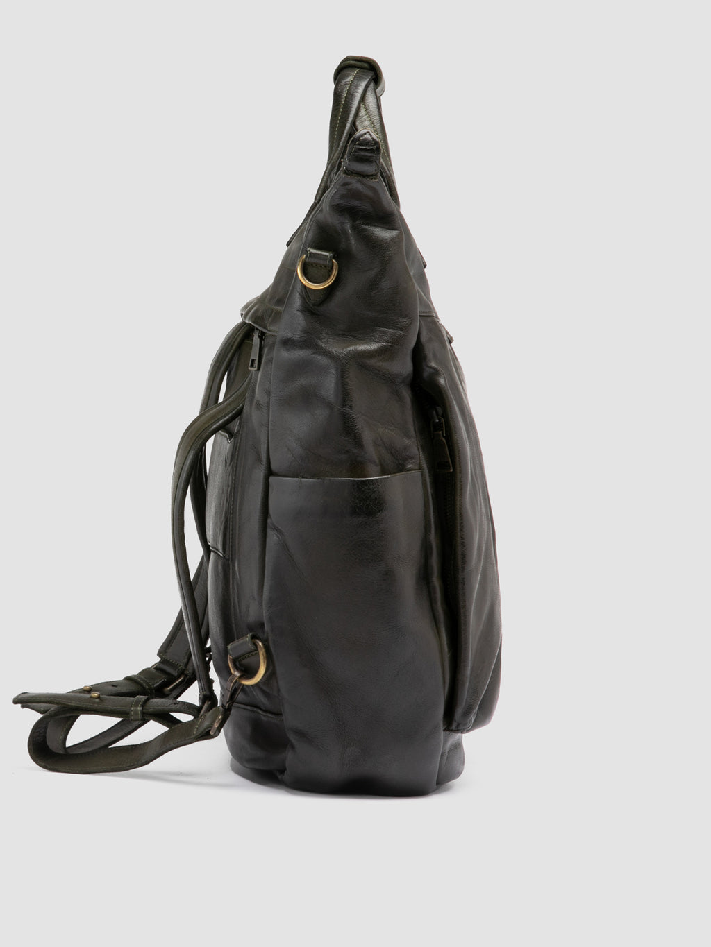 HELMET 055 - Green Leather Backpack