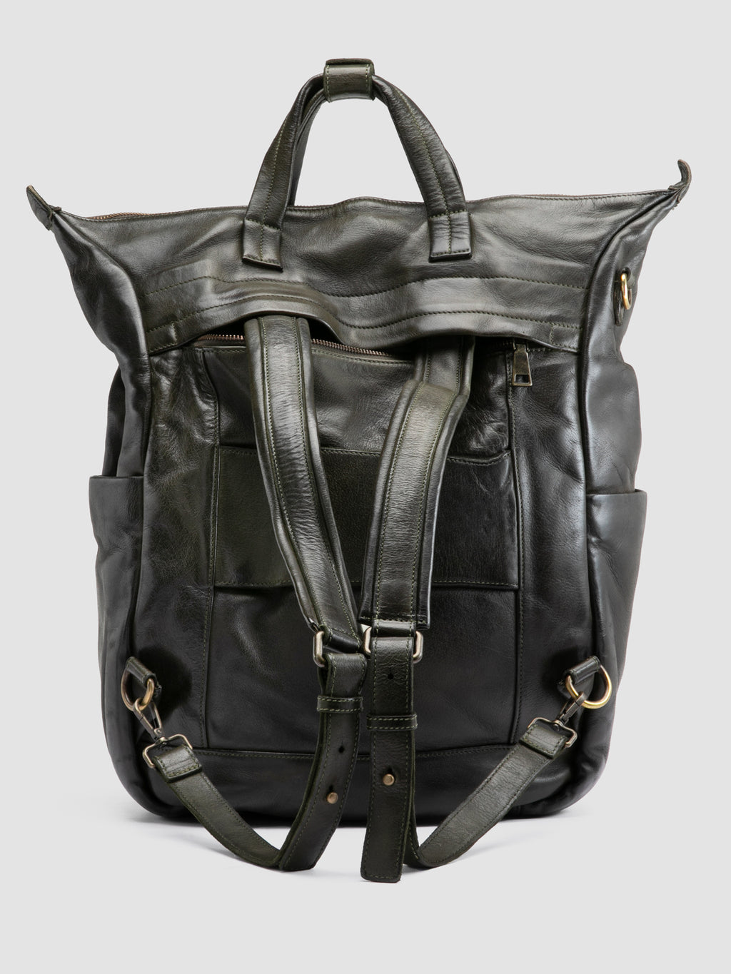 HELMET 055 - Green Leather Backpack