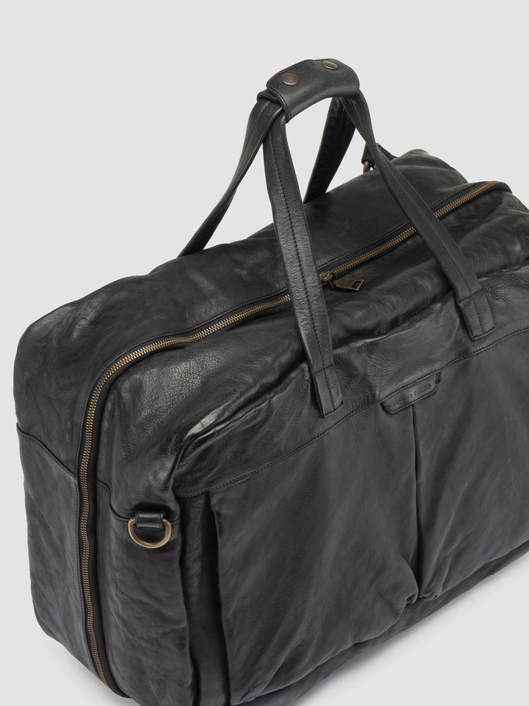 HELMET 056 - Black Leather Travel Bag