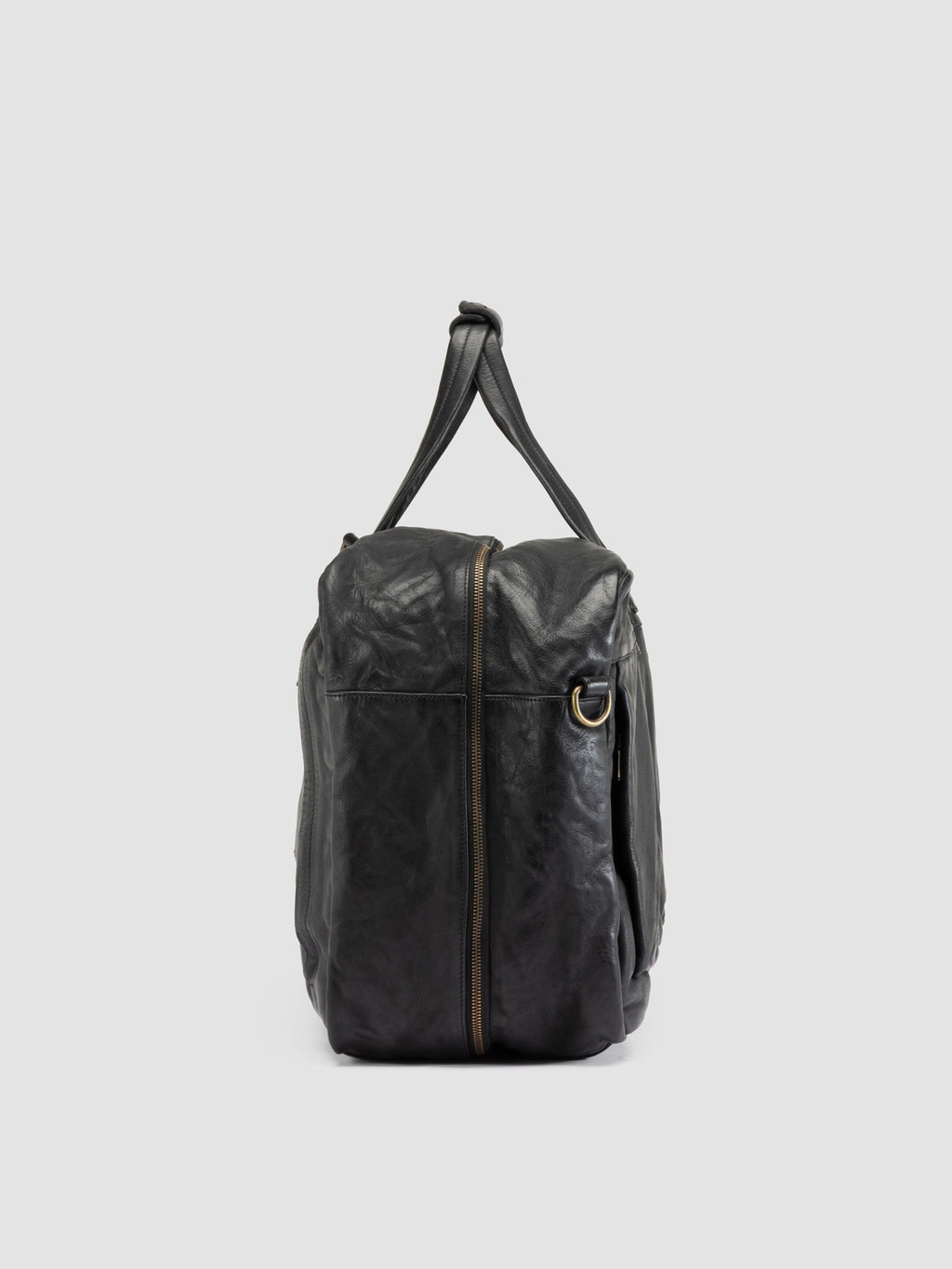 HELMET 056 - Black Leather Travel Bag