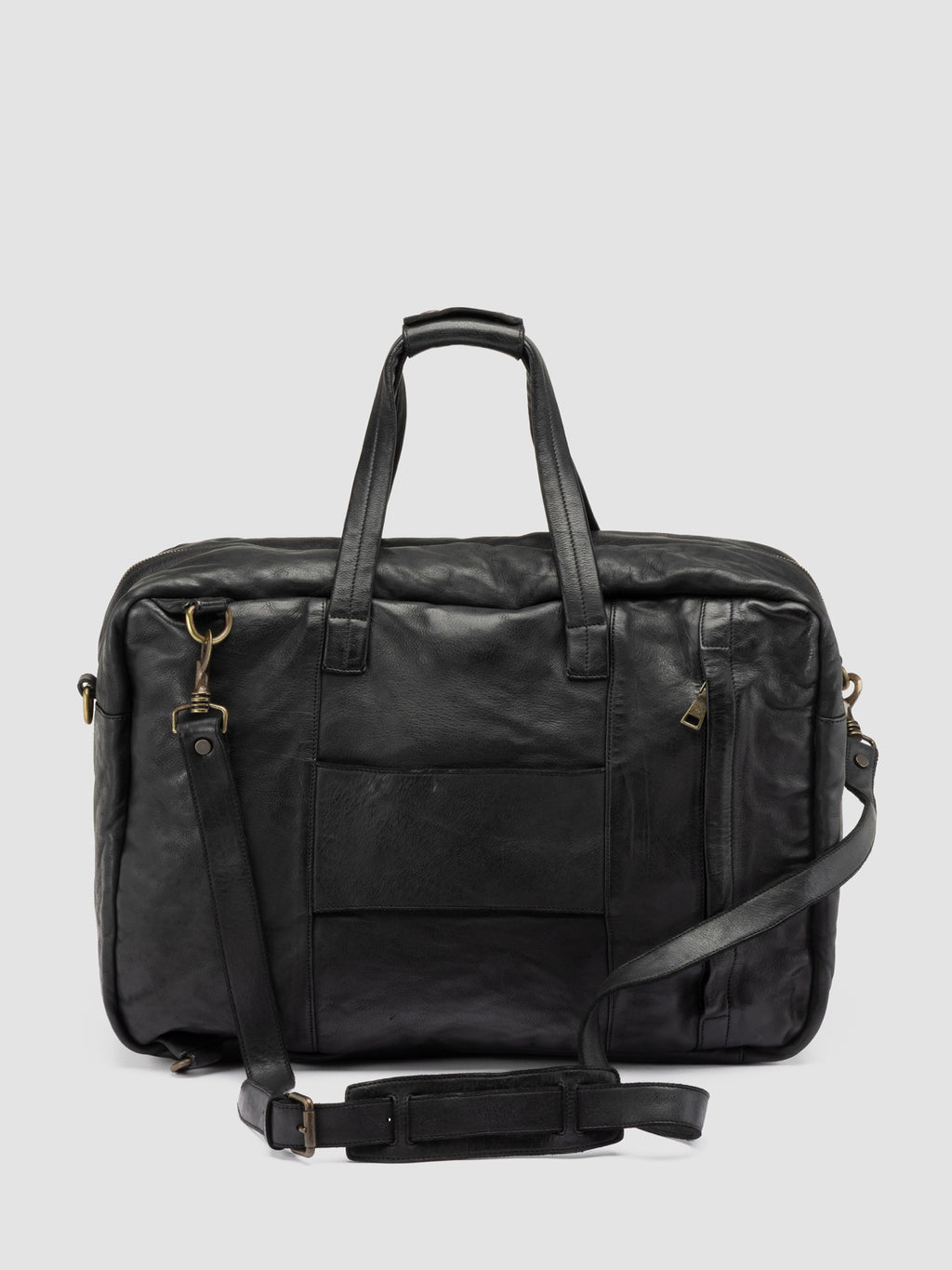 HELMET 056 - Black Leather Travel Bag