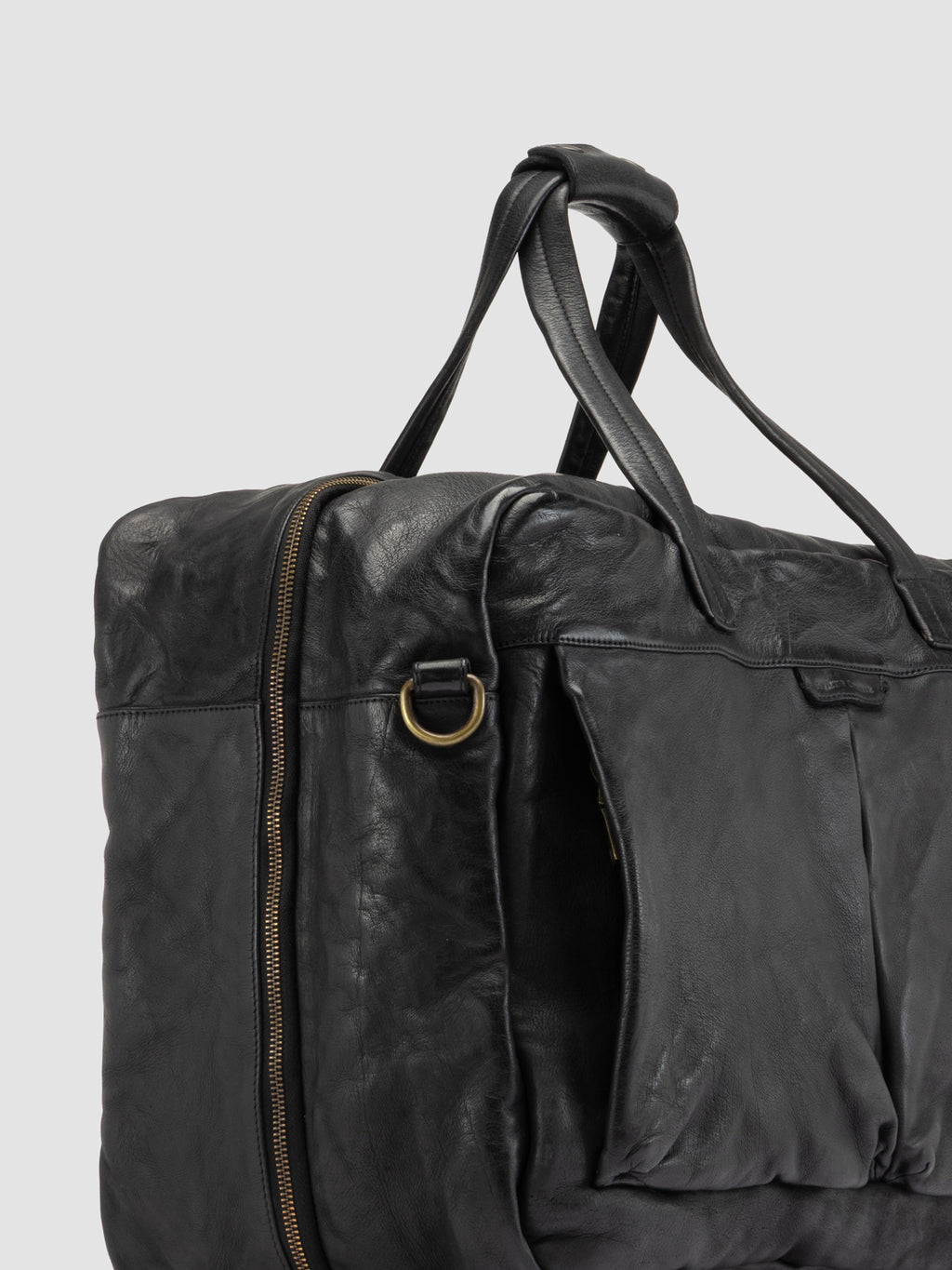 HELMET 056 - Black Leather Travel Bag