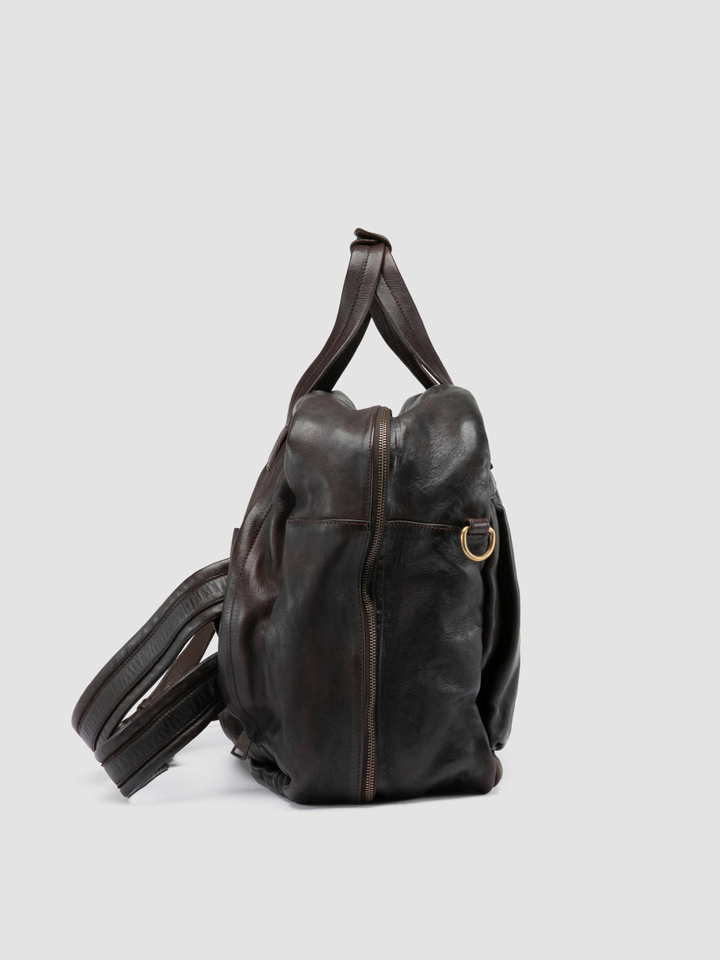 HELMET 056 - Brown Leather Travel Bag