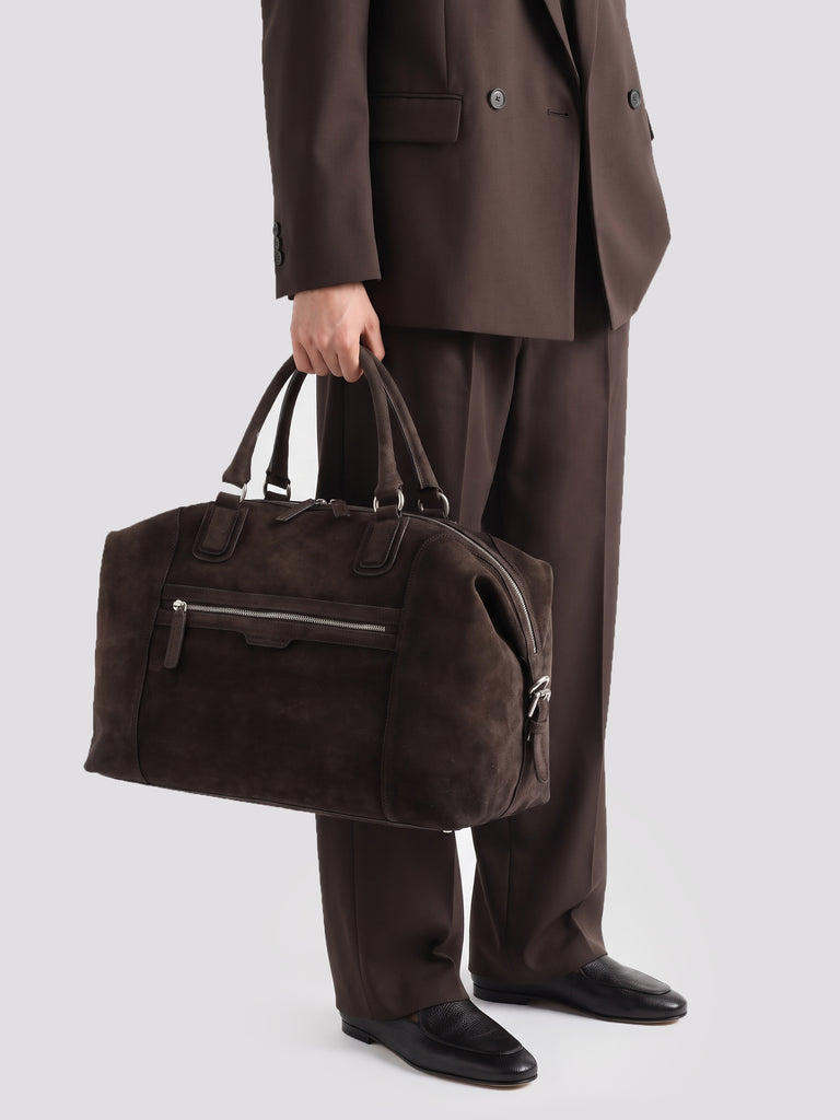 JULES 006 - Brown Suede Travel Bag-hover