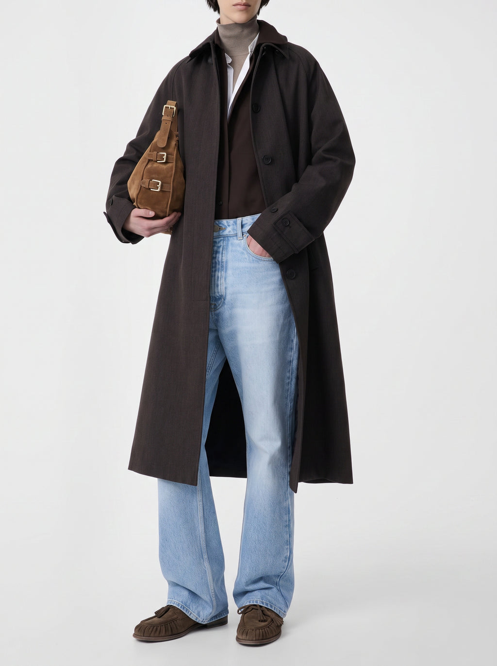 JULIE 016 - Brown Suede Shoulder Bag