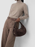 JULIE 016 - Brown Suede Shoulder Bag