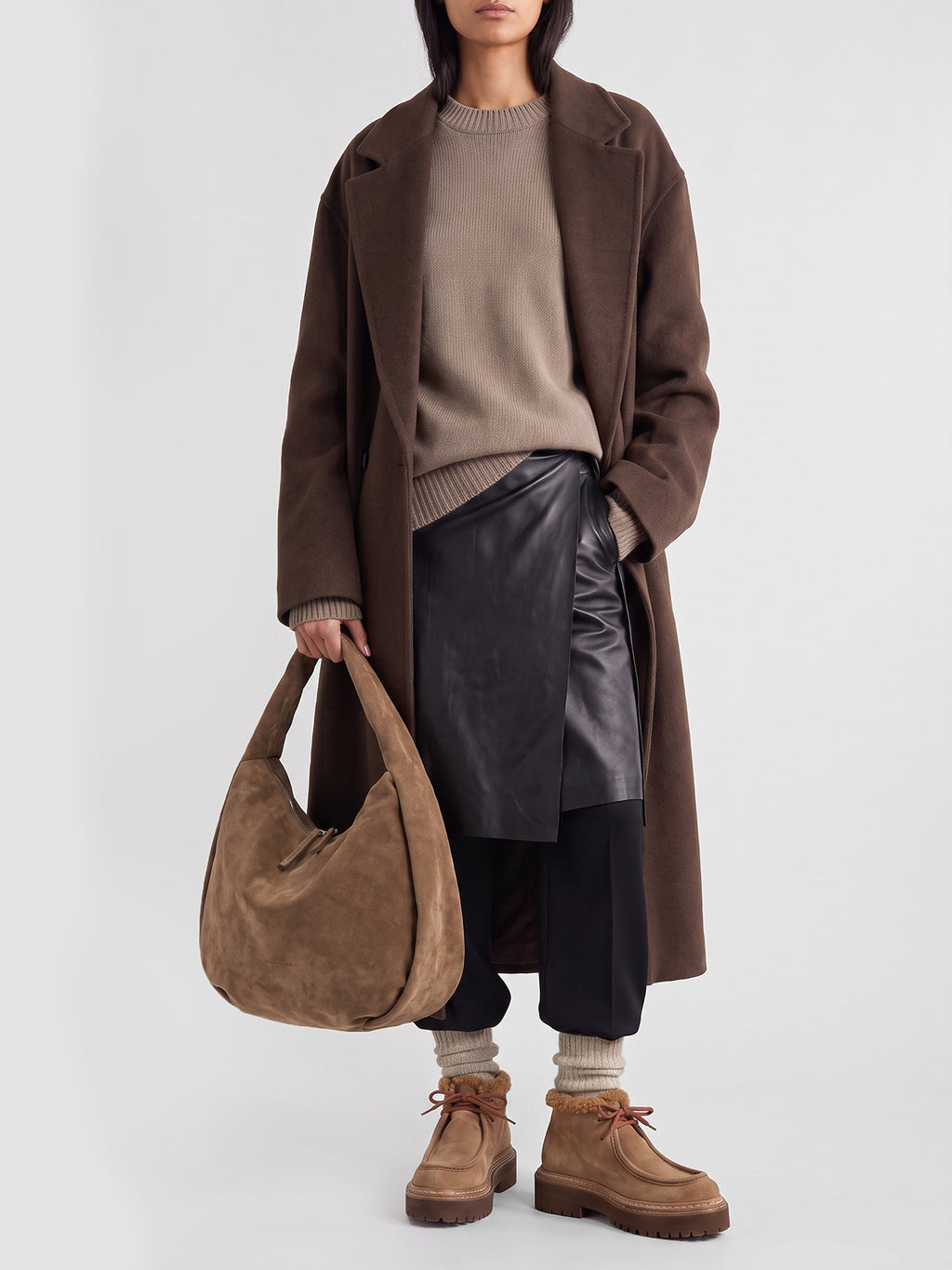 BOLINA 048 - Brown Suede Shoulder Bag