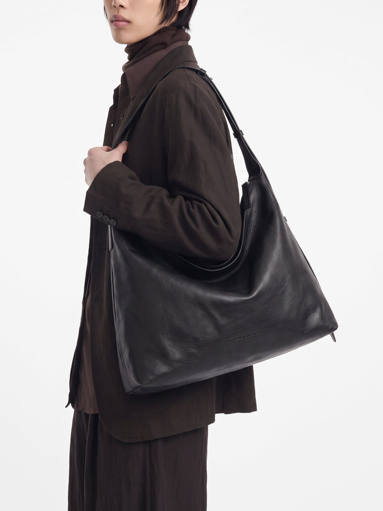 MADERNA 002 - Black Leather Shoulder Bag-hover