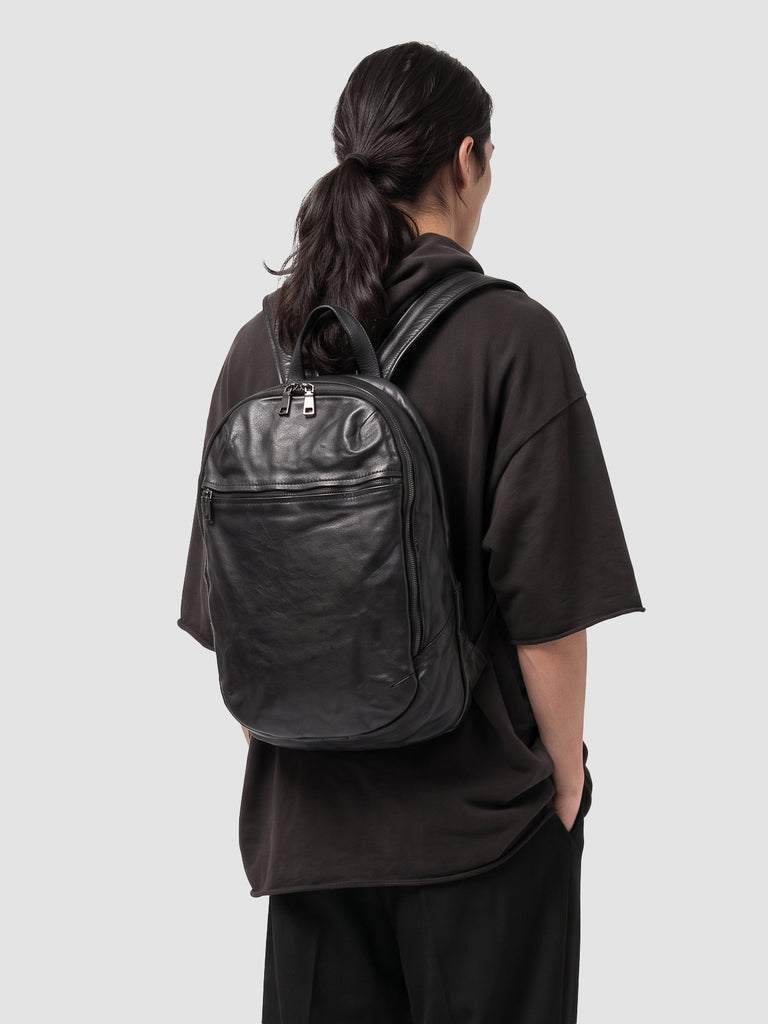 RECRUIT 019 - Black Leather Backpack