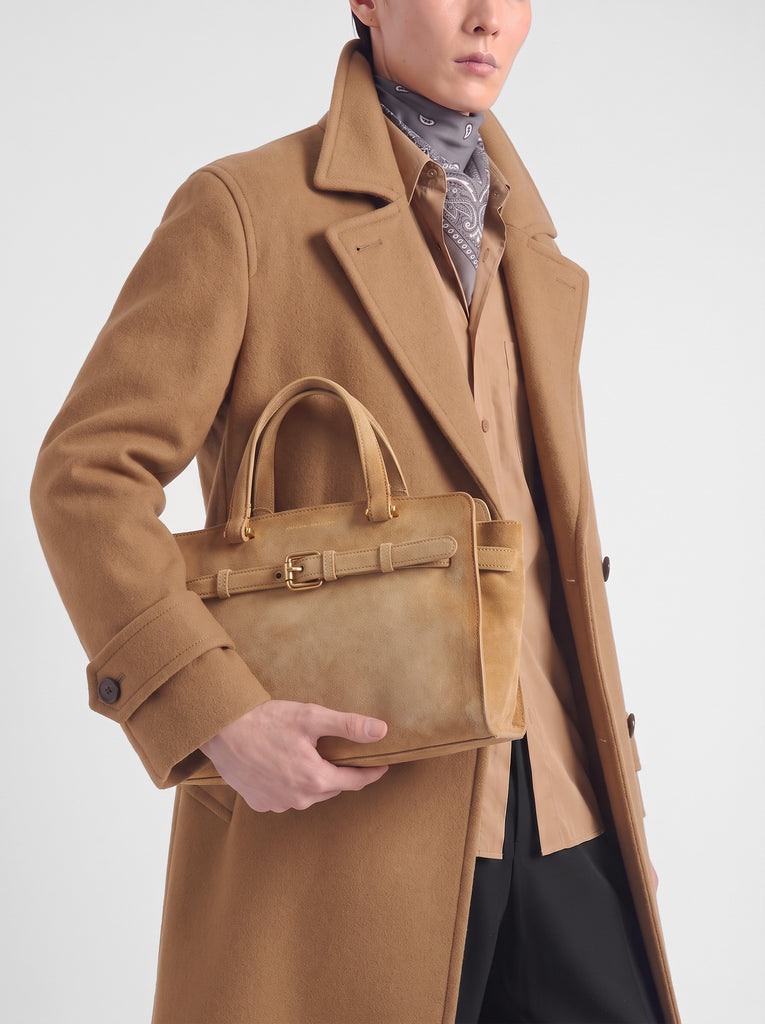 SADDLE 026 - Beige Suede Handle Bag