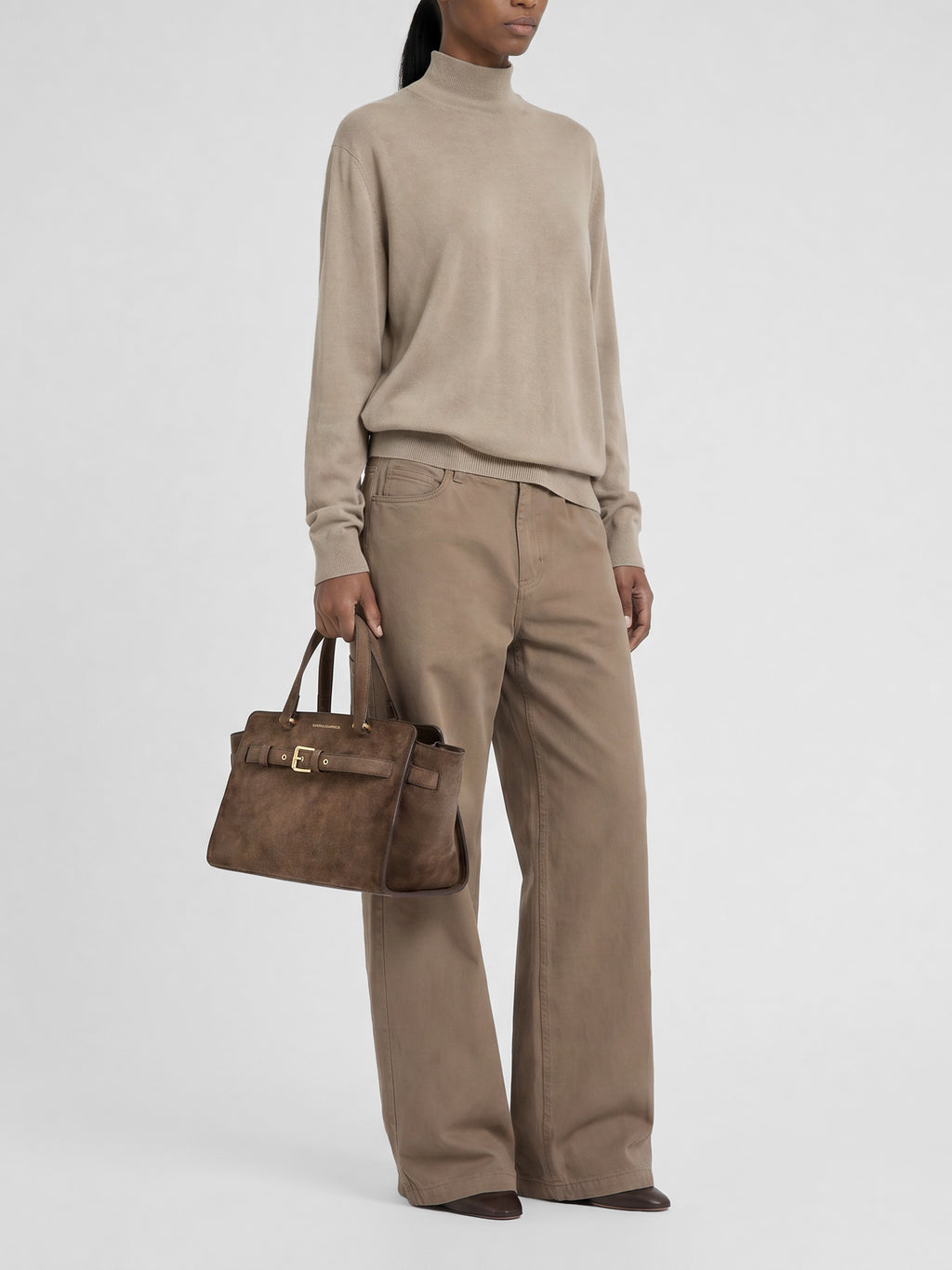 SADDLE 026 - Brown Suede Handle Bag