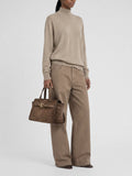 SADDLE 026 - Brown Suede Handle Bag