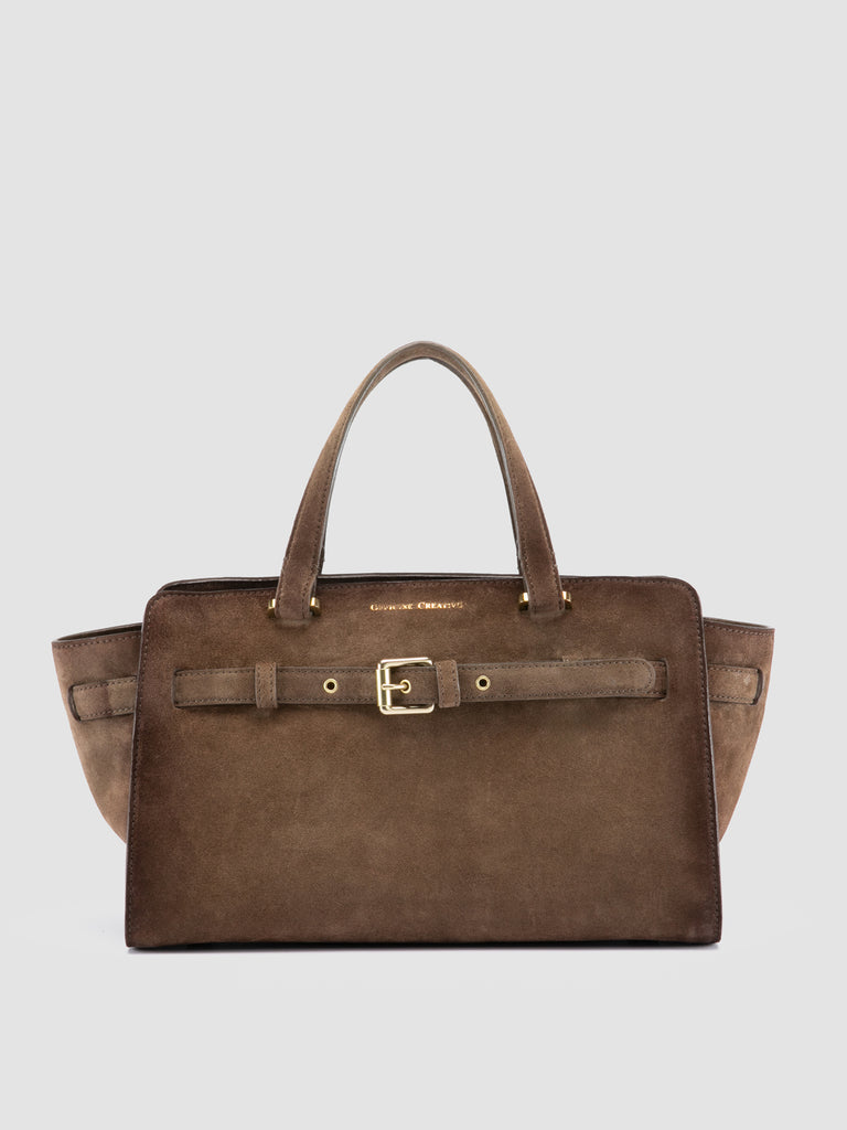 SADDLE 026 - Brown Suede Handle Bag