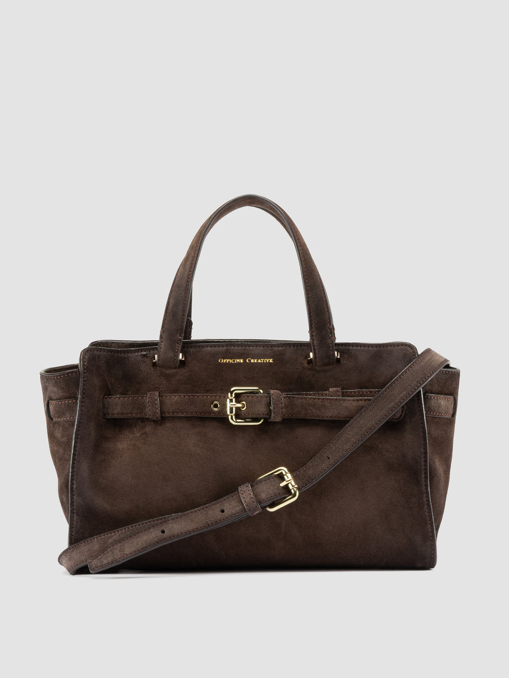 SADDLE 026 - Brown Suede Handle Bag - image OCBSADD26LIGC3G110TU0 - 1