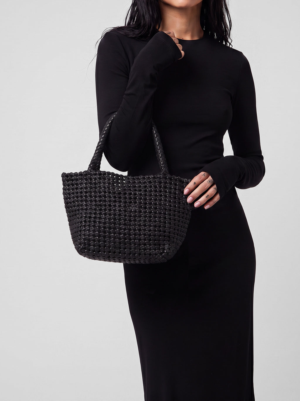 VICKY 001 - Black Leather Handle Bag